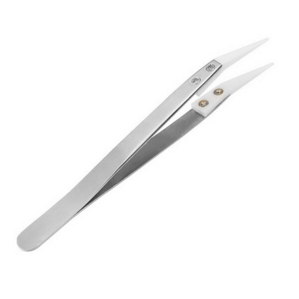 ⁦Anti-Static Stainless Steel-Ceramic Tips Tweezers⁩ - الصورة ⁦3⁩