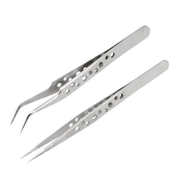 Stainless Steel Tweezers Curved Straight Tip - ملقاط - جفت