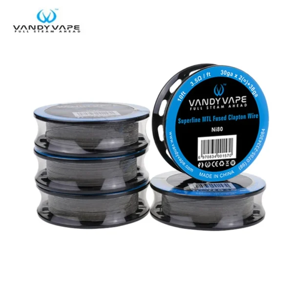 Original Vandy Vape Superfine MTL Fused Clapton Wire Ni80 30ga x 2(=)+38ga 10ft / SS316L30ga X 2(=)+38ga 10ft