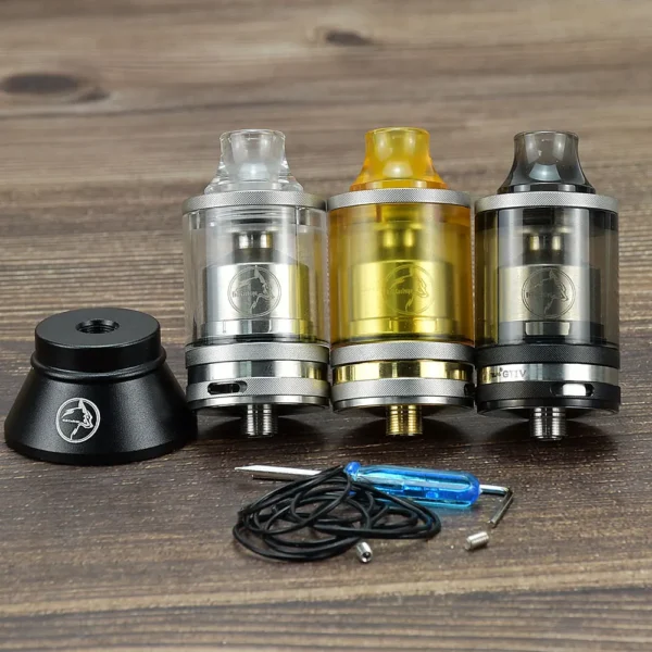 ⁦wolfcoolvape Taifun GT IV rta single coils atomizer 25mm 316SS  Rebuildable Tank 5ml topfilling bellcap⁩ - الصورة ⁦4⁩